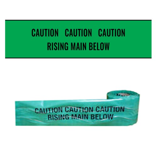 RISING MAIN BELOW - Premium Detectable Underground Warning Tape