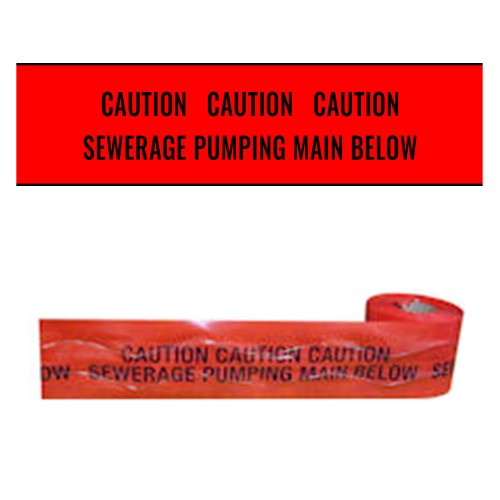 SEWERAGE PUMPING MAIN BELOW - Premium Detectable Underground Warning Tape