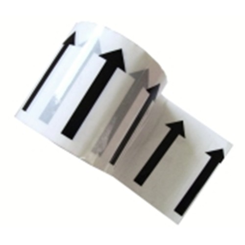 Arrows Across the Tape (96mm) - White Printed Pipe Identification (ID) Tape