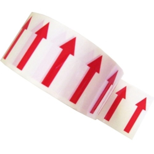 Arrows Across the Tape (red) - White Printed Pipe Identification (ID) Tape