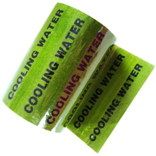 COOLING WATER (black text) - Colour Printed Pipe Identification (ID) Tape