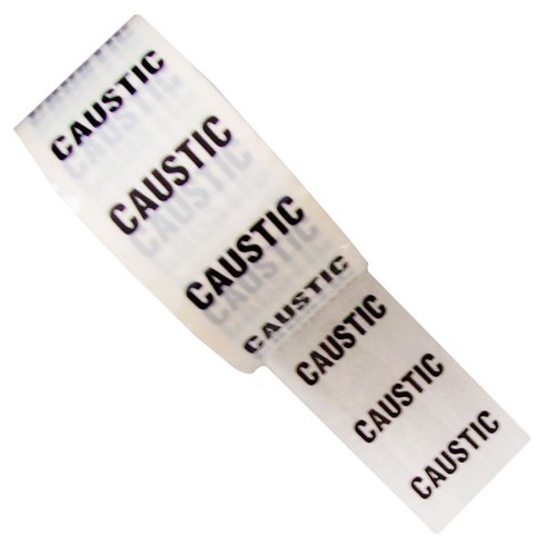 CAUSTIC - White Printed Pipe Identification (ID) Tape