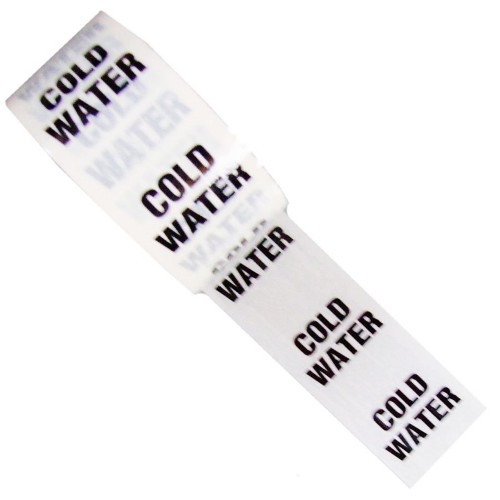 COLD WATER - White Printed Pipe Identification (ID) Tape