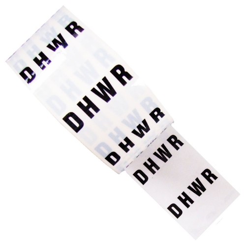 D H W R (DHWR) - White Printed Pipe Identification (ID) Tape