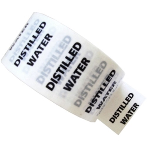 DISTILLED WATER (H2O) - White Printed Pipe Identification (ID) Tape