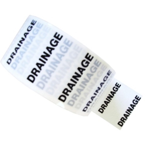 DRAINAGE - White Printed Pipe Identification (ID) Tape