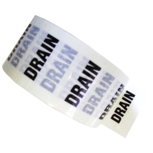 DRAIN - White Printed Pipe Identification (ID) Tape