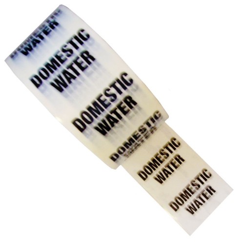 DOMESTIC WATER - White Printed Pipe Identification (ID) Tape