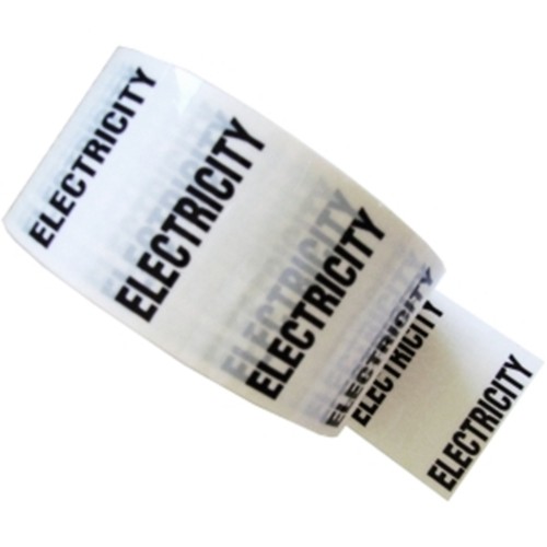 ELECTRICITY - White Printed Pipe Identification (ID) Tape