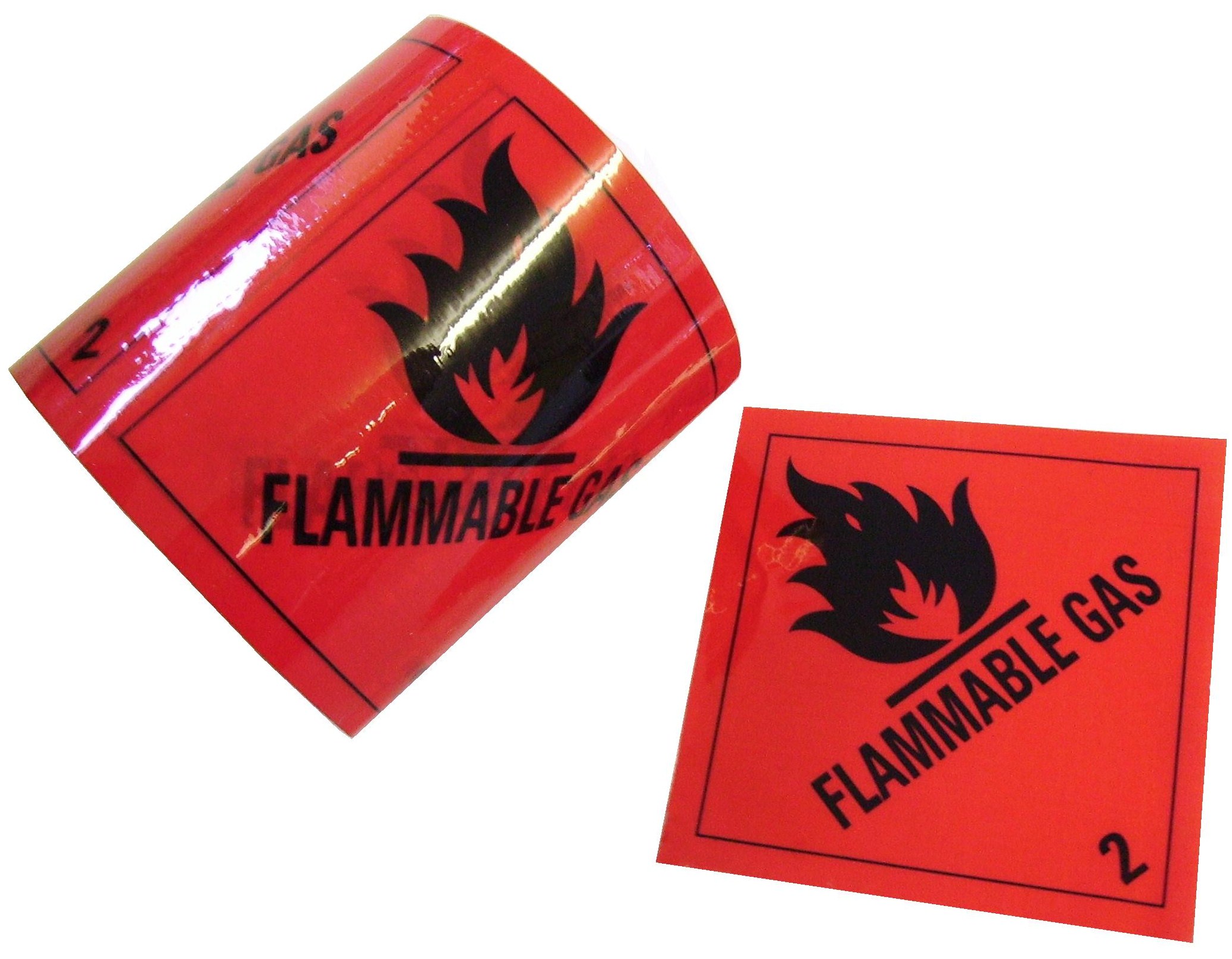 2 Flammable Gas Premium Hazard Labels