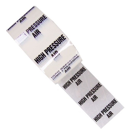 HIGH PRESSURE AIR - White Printed Pipe Identification (ID) Tape