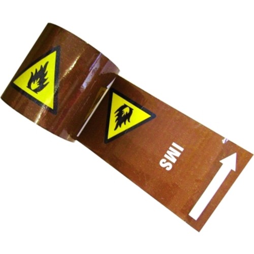 IMS With Warning Triangle &amp; Arrows - Colour Printed Pipe Identification (ID) Tape