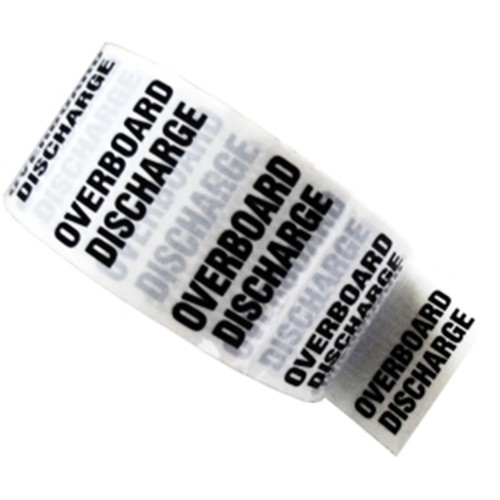 OVERBOARD DISCHARGE - White Printed Pipe Identification (ID) Tape