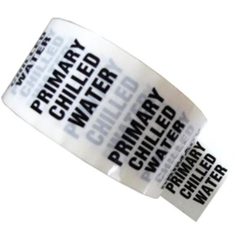 PRIMARY CHILLED WATER - White Printed Pipe Identification (ID) Tape