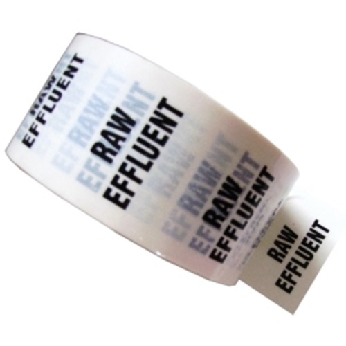 RAW EFFLUENT - White Printed Pipe Identification (ID) Tape