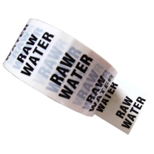 RAW WATER - White Printed Pipe Identification (ID) Tape