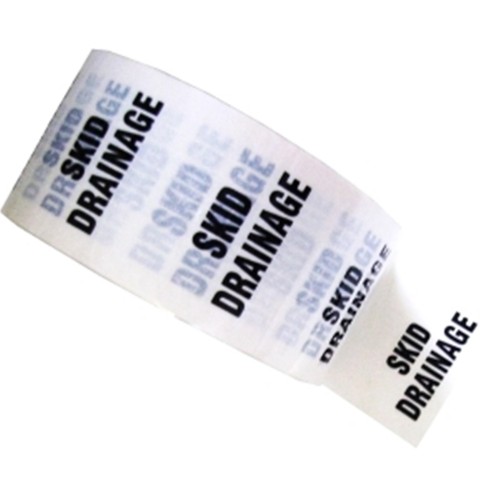 SKID DRAINAGE - White Printed Pipe Identification (ID) Tape