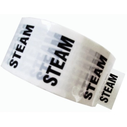 STEAM - White Printed Pipe Identification (ID) Tape