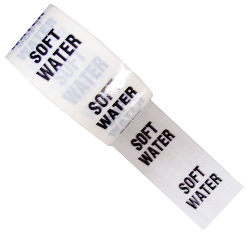 SOFT WATER - White Printed Pipe Identification (ID) Tape