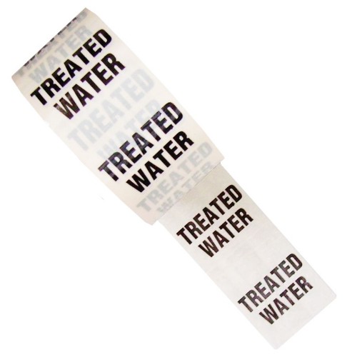 TREATED WATER - White Printed Pipe Identification (ID) Tape