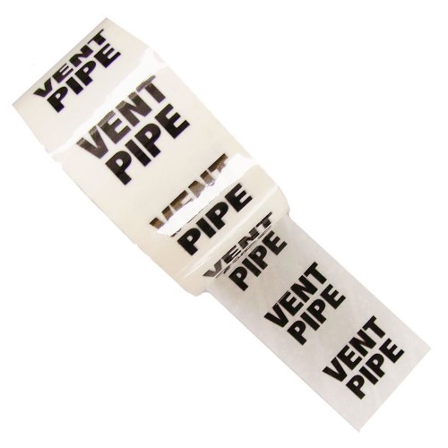 VENT PIPE - White Printed Pipe Identification (ID) Tape