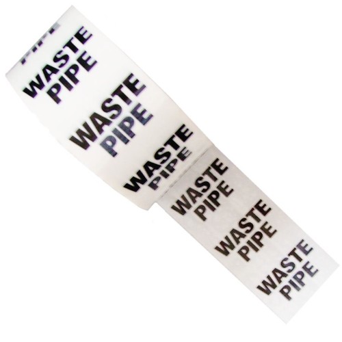 WASTE PIPE - White Printed Pipe Identification (ID) Tape